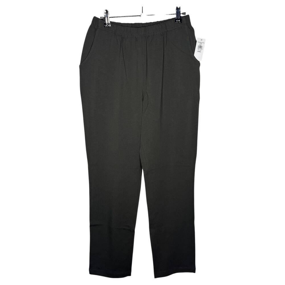 L.L. Bean Pants M Perfect Fit Dark Taupe Tapered Leg Stretch Pocket 252077